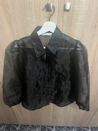Blusa Stradivarius Negra Transparente Talla S