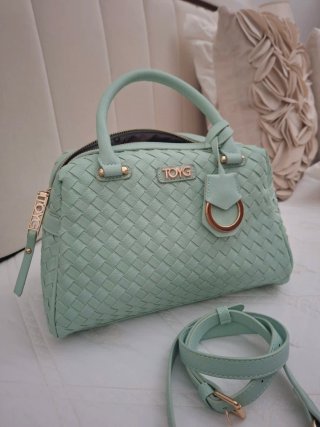 Borsa bauletto TOY G verde intrecciata