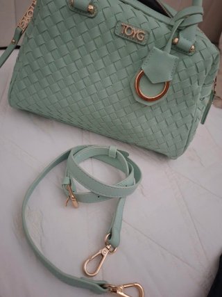 Borsa bauletto TOY G verde intrecciata