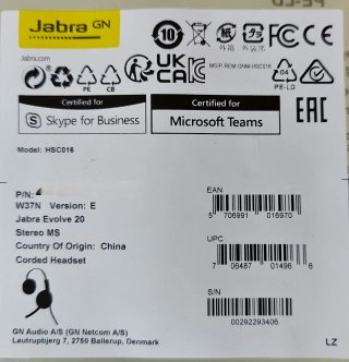 Auriculares Jabra Evolve 20 MS