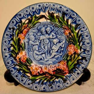 Plato Decorativo Vintage Figuras y Flores