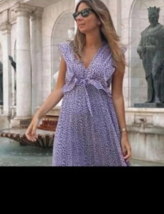 Vestido Zara malva con topos negros