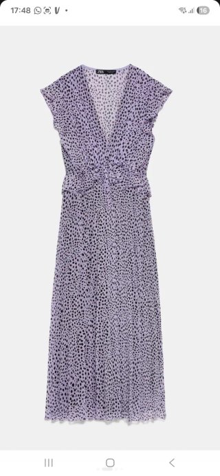 Vestido Zara malva con topos negros