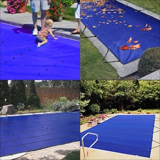 Cubierta de Seguridad para Piscina, Cubierta de Piscina In-ground de 4 x 8 m, Cubiertas de Piscina de PVC Azul, Cubierta de Seguridad Rectangular para Piscina Cubierta de Invierno Cubierta de Segu...