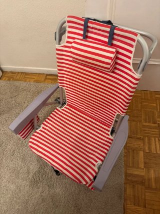 Silla de Playa Plegable Rayas Rojas y Blancas
