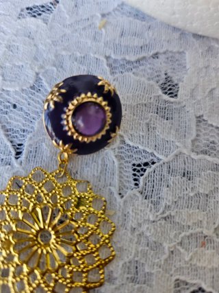 Pendientes flamenca dorados y morados