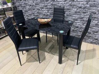 Juego Comedor 110cm + 4 Sillas Negro