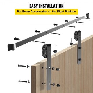 Kit de Hardware para Puerta de Granero Deslizante, Kit de Puerta de 11FT, Kit de Hardware para Puerta de Granero Doble con Capacidad de Carga de 330LBS, Pista de Puerta de Granero de Acero al Carb...