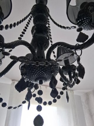 Lámpara araña cristal negro 5 brazos
