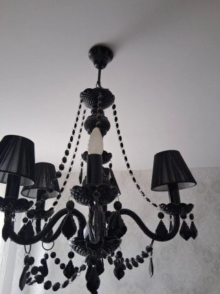 Lámpara araña cristal negro 5 brazos