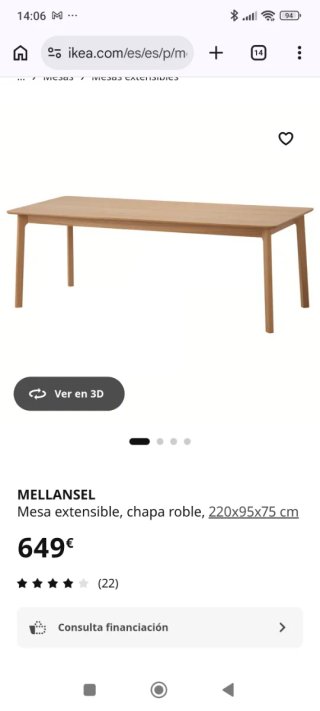 Mesa comedor extensible madera