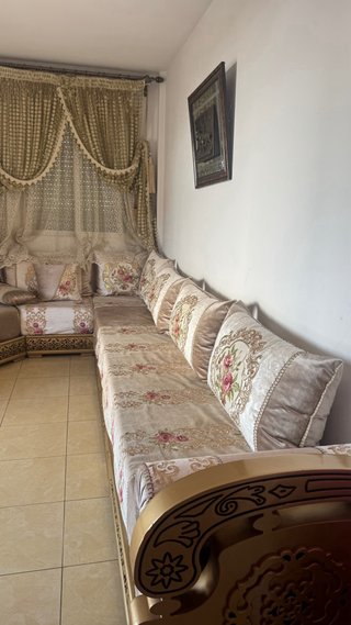 Sofá Marroquí Beige y Dorado