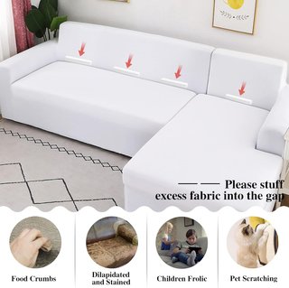 Funda sofá chaise longue elástica blanca