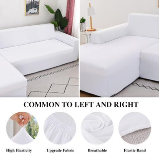 Funda sofá chaise longue elástica blanca