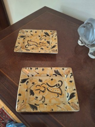 Ceniceros y caja porcelana floral