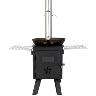 Estufa de Madera, 218.4 cm, Estufa de Camping de Acero Aleado, Estufa Portátil de Leña con Tubos de Chimenea y Guantes, Estufa Caliente para Tienda de 22941.9 cm³ para Cocinar y Calentar al Aire L...