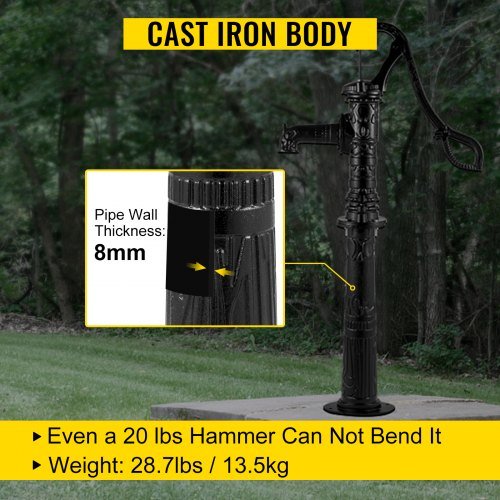 Antique Hand Water Pump Stand Pitcher Pump Stand Cast Iron Well Pump Stand with Pre-set 13 mm(0.5") Holes for Easy Installation Old Fashion Pitcher Hand Pump Stand for Home Yard Pond Garden Outdoo...