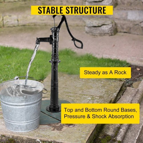 Antique Hand Water Pump Stand Pitcher Pump Stand Cast Iron Well Pump Stand with Pre-set 13 mm(0.5") Holes for Easy Installation Old Fashion Pitcher Hand Pump Stand for Home Yard Pond Garden Outdoo...