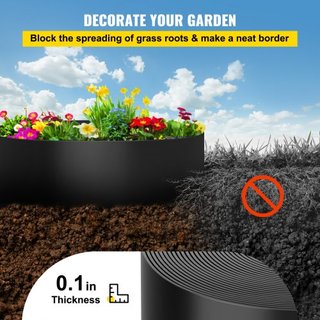 Borde de Paisaje, 25.4 cm de Profundidad, 45.7 m de Longitud Total, Tablero de Terraza de HDPE Reciclado en Bobina, Borde Flexible para Paisajismo, Césped, Jardín, Patio, Contra Malezas Invasoras,...