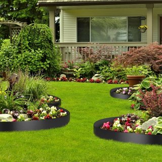 Borde de Paisaje, 25.4 cm de Profundidad, 45.7 m de Longitud Total, Tablero de Terraza de HDPE Reciclado en Bobina, Borde Flexible para Paisajismo, Césped, Jardín, Patio, Contra Malezas Invasoras,...