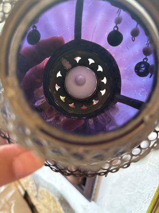 Lanterna viola in vetro e metallo