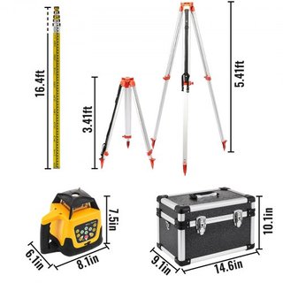 Kit de láser verde rotativo 500M+1.65M trípode de aluminio+5M varilla de nivel láser