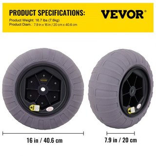 Ruedas de Globo de Playa, Neumáticos de Arena de Reemplazo de 16", Neumáticos de TPU para Carro de Kayak, Carro de Canoa y Carro con Bomba de Aire Gratis, Paquete de 2