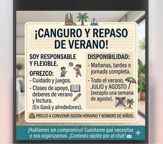 Niñera en Gavà y alrededores, para Julio y Agosto