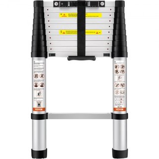 Escalera Telescópica, Escalera de Extensión Colapsable de Aluminio de 320 cm con Retracción de Un Botón, Capacidad de 170.1 kg con Pies Antideslizantes, Escalera Compacta Multiusos Portátil para H...