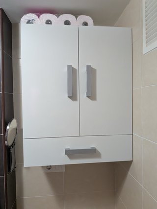 Mueble baño 4 cajones madera y blanco