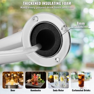 Kit de Torre de Kegerator, Kit de Conversión de Cerveza de Un Solo Grifo, Dispensador de Torre de Cerveza de Acero Inoxidable con Regulador de Doble Medidor W21.8 y Acoplador de Barril del Sistema...