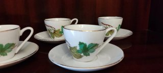 Juego 6 Tazas Porcelana China Vigo Hojas Verdes