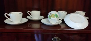 Juego 6 Tazas Porcelana China Vigo Hojas Verdes