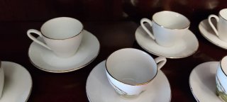 Juego 6 Tazas Porcelana China Vigo Hojas Verdes