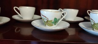 Juego 6 Tazas Porcelana China Vigo Hojas Verdes