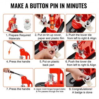 Máquina de Hacer Botones, Kit de Prensa de Insignias de 25 mm (1 pulgada), Regalos DIY para Niños, Suministros para Hacer Botones con 500 Piezas de Botones y Cortador Circular y Libro Mágico