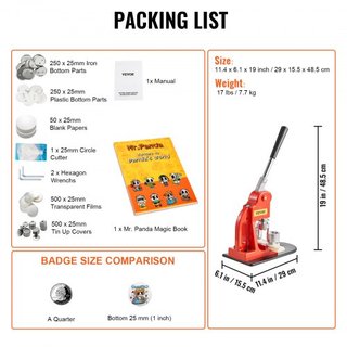 Máquina de Hacer Botones, Kit de Prensa de Insignias de 25 mm (1 pulgada), Regalos DIY para Niños, Suministros para Hacer Botones con 500 Piezas de Botones y Cortador Circular y Libro Mágico