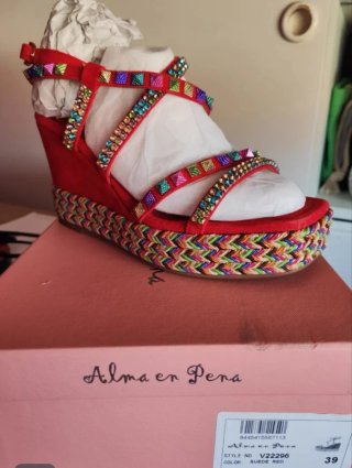 Sandalias Desigual Talla 39 Rojas y Multicolor