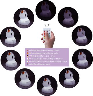 Luz quitamiedos unicornio infantil control remoto