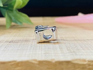 Charm Letra N con Rosa Roja - Plata