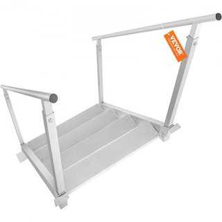 Escalera de muelle de 4 peldaños, escaleras de muelle de altura ajustable de 30''-38'', capacidad de carga de 500 lbs, escalera de pontón de aluminio con doble pasamanos y pedal de diseño antidesl...