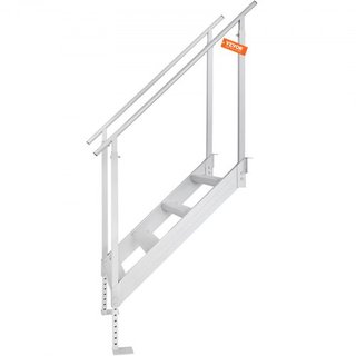 Escalera de muelle de 4 peldaños, escaleras de muelle de altura ajustable de 30''-38'', capacidad de carga de 500 lbs, escalera de pontón de aluminio con doble pasamanos y pedal de diseño antidesl...