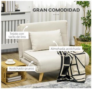 Sofá Cama Individual HOMCOM Beige