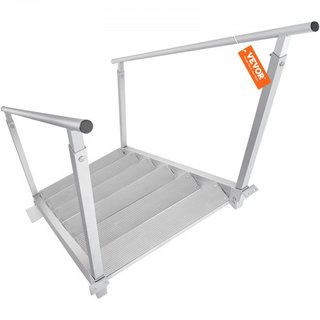 Escalera de muelle de aluminio Escalera de muelle para barco 43-51in/109.2-129.5 cm Altura ajustable 6 escalones