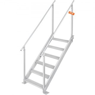 Escalera de muelle de aluminio Escalera de muelle para barco 43-51in/109.2-129.5 cm Altura ajustable 6 escalones