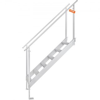 Escalera de muelle de aluminio Escalera de muelle para barco 43-51in/109.2-129.5 cm Altura ajustable 6 escalones