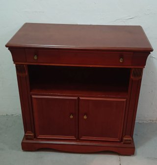 Mueble TV madera oscura con cajón y puertas