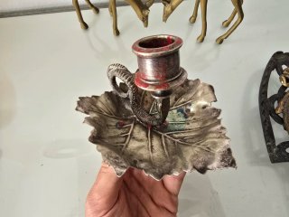 Lote Antigüedades Latón Ciervos y Candelabro