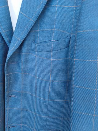 Giacca uomo a quadri blu in lana merinos