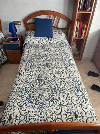 Pack dormitorio: 2 camas + estantería.